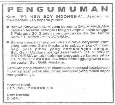 Galih Maulana, Newboy Indonesia, Suara Pembaruan